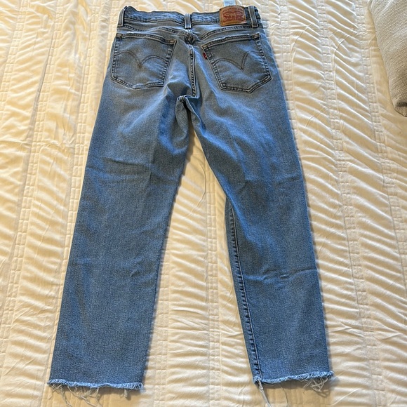 Medium Blue Straight Levi’s Leg Distressed Denim Jeans - Picture 5 of 5